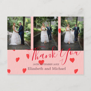 Hochzeit Red Heart Modern Wedding Vielen Dank Postkarte