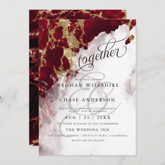 HOCHZEIT | Red Ruby Geode Watercolor BarefootBride (Vorne/Hinten)