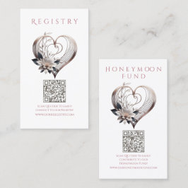 Hochzeit Registry-Modern Pink Heart mit Blume Visitenkarte