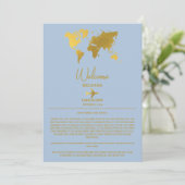Hochzeit Reisepass Gold Dusty Blue Itinerary Programm (Stehend Vorderseite)