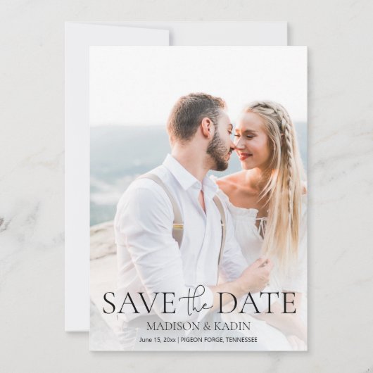 Hochzeit Rett Date Foto Elegantes Skript Save The Date (Vorderseite)
