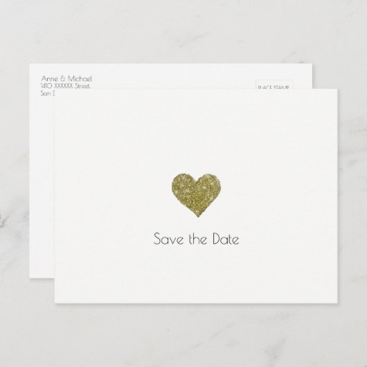 Hochzeit rett-the-date + Imitate Goldherz Minimali Ankündigungspostkarte (Vorne/Hinten)