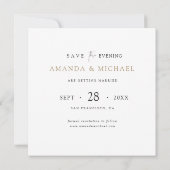 Hochzeit Rette die Abend-Karte mit Goldtypografie Save The Date (Rückseite)