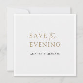 Hochzeit Rette die Abend-Karte mit Goldtypografie Save The Date (Vorderseite)