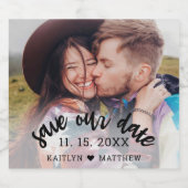 Hochzeit Rette unser Date Foto Modernes Skript Bierflaschenetikett (Einzelnes Label)