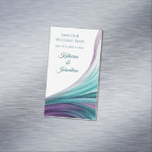 Hochzeit Rette unser Datum - modern Lila und Aquam Magnetische Visitenkarte (Beispiel)