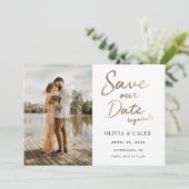 Hochzeit Rette unser Datum wieder Einladung (Stehend Vorderseite)