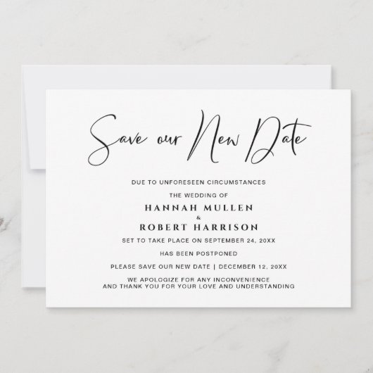 Hochzeit Rette unseren neuen Terminverschiebungsmi Ankündigung (Vorderseite)