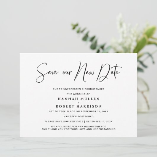 Hochzeit Rette unseren neuen Terminverschiebungsmi Ankündigung (Stehend Vorderseite)