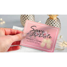 Hochzeit retten das Datum Moderne Gold Ananas Ankündigungspostkarte