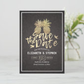 Hochzeit retten das Datum Moderne Gold Ananas Save The Date (Stehend Vorderseite)