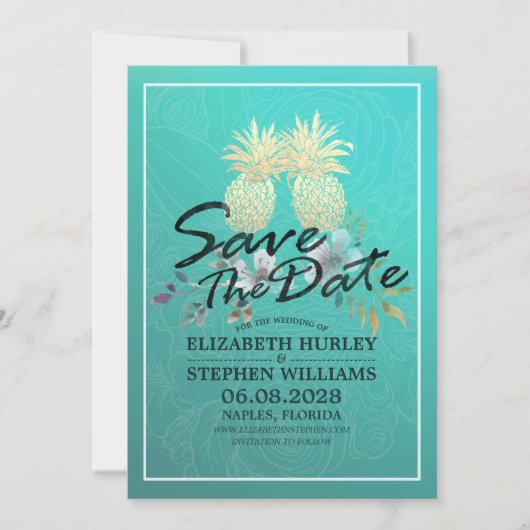 Hochzeit retten das Datum Moderne Gold Ananas Save The Date (Vorderseite)