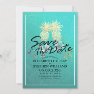Hochzeit retten das Datum Moderne Gold Ananas Save The Date