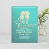 Hochzeit retten das Datum Moderne Gold Ananas Save The Date (Stehend Vorderseite)