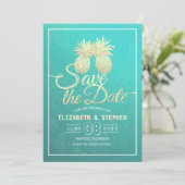 Hochzeit retten das Datum Moderne Gold Ananas Save The Date (Stehend Vorderseite)