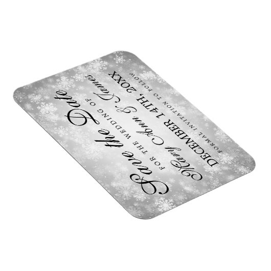 Hochzeit retten das Datum Silver Winter Wonderland Magnet (Rechte Seite)