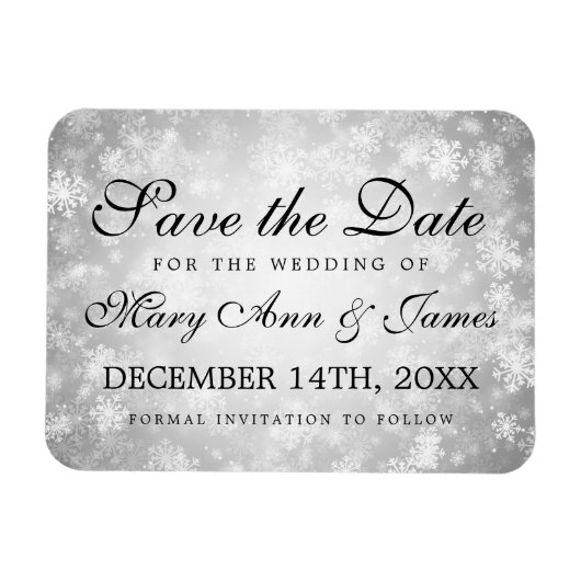 Hochzeit retten das Datum Silver Winter Wonderland Magnet (Horizontal)