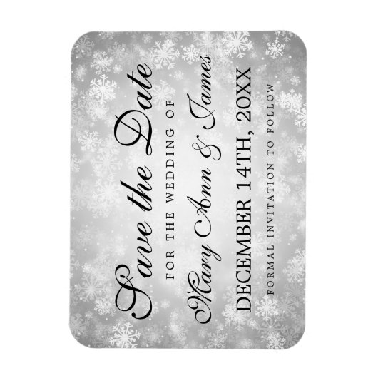 Hochzeit retten das Datum Silver Winter Wonderland Magnet (Vertikal)