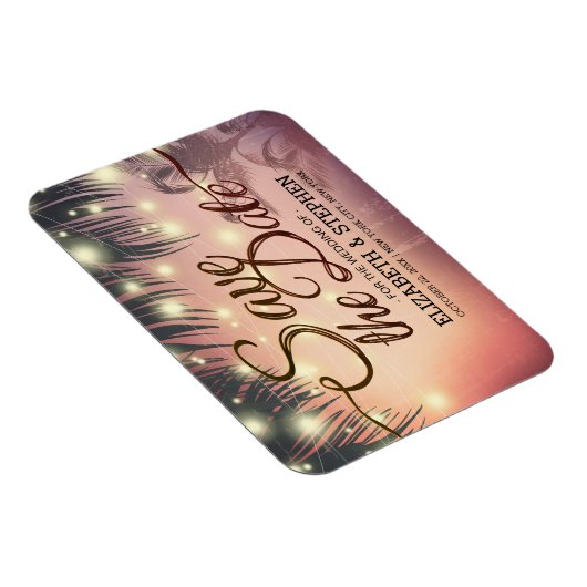 Hochzeit retten das Datum Sommer Beach Palm Tree L Magnet (Rechte Seite)