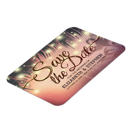 Hochzeit retten das Datum Sommer Beach Palm Tree L Magnet (Linke Seite)