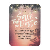Hochzeit retten das Datum Sommer Beach Palm Tree L Magnet (Vertikal)