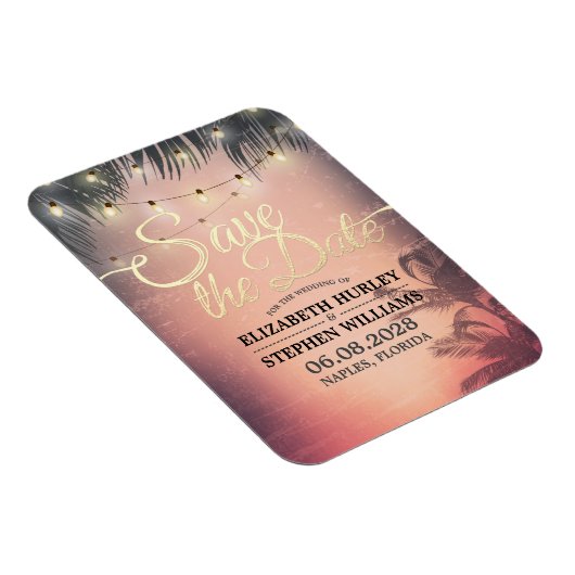 Hochzeit retten das Datum Sommer Beach Palm Tree L Magnet (Rechte Seite)