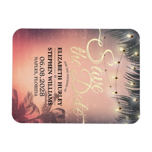 Hochzeit retten das Datum Sommer Beach Palm Tree L Magnet (Horizontal)