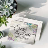 Hochzeit retten das Datum sukkulente Pflanze Rusti Ankündigungspostkarte