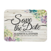 Hochzeit retten das Datum sukkulente Pflanze Rusti Magnet (Horizontal)