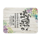 Hochzeit retten das Datum sukkulente Pflanze Rusti Magnet (Horizontal)