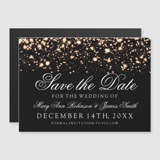 Hochzeit retten Gold Midnight Glam Magneteinladung (Vorne/Hinten)
