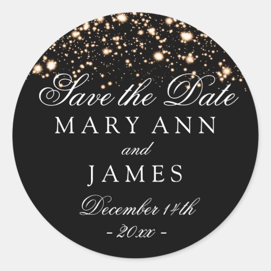 Hochzeit retten Gold Midnight Glam Runder Aufkleber (Vorderseite)