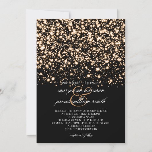 Hochzeit retten Gold Midnight Glam Save The Date (Vorderseite)