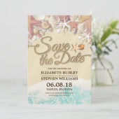Hochzeit retten Sommersommer Sandstrand Starfish Save The Date (Stehend Vorderseite)