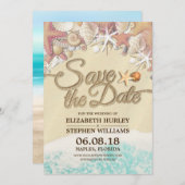 Hochzeit retten Sommersommer Sandstrand Starfish Save The Date (Vorne/Hinten)
