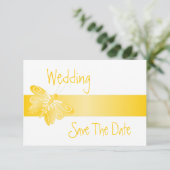 Hochzeit rettet das Datum der gelben Schmetterling Save The Date (Stehend Vorderseite)