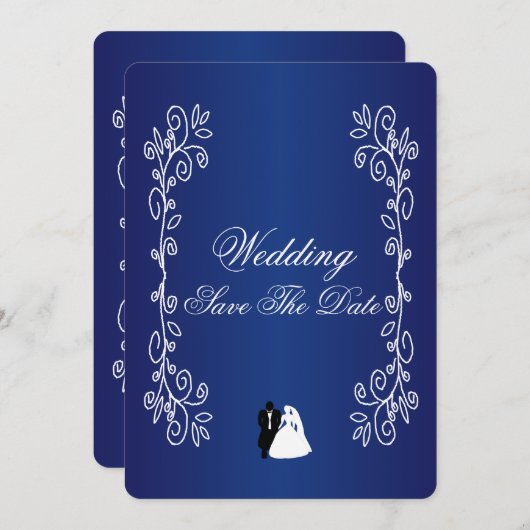 Hochzeit rettet das Datum der Royal Blue Bride Gro Save The Date (Vorne/Hinten)