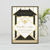 Hochzeit rettet das Datum, Großer Gatsby, Goldmeda Einladung (Stehend Vorderseite)