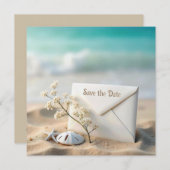 Hochzeit rettet das Datum in Beach Sand Save The Date (Vorne/Hinten)