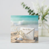 Hochzeit rettet das Datum in Beach Sand Save The Date (Stehend Vorderseite)