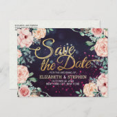 Hochzeit rettet das Datum Moderne Lila Sommerspros Ankündigungspostkarte (Vorne/Hinten)