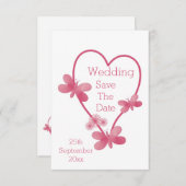 Hochzeit rettet das Datum rosa Herz und Schmetterl Save The Date (Vorne/Hinten)