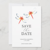 Hochzeit rettet das Datum Roter Dragonfly Save The Date (Vorderseite)