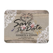 Hochzeit rettet das Datum Rustikaler Hufeisen Burl Magnet (Horizontal)