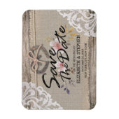 Hochzeit rettet das Datum Rustikaler Hufeisen Burl Magnet (Vertikal)