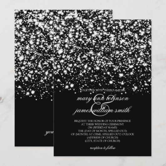 Hochzeit rettet das Datum Silver Midnight Glam Save The Date (Vorne/Hinten)