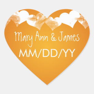 Hochzeit rettet den Date Grunge hört Orange Herz-Aufkleber