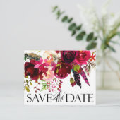 Hochzeit rettet Termine | Floral Boho Ankündigungspostkarte (Stehend Vorderseite)