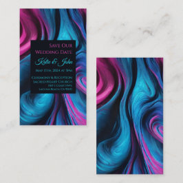 Hochzeit Rettete unser Date - Modern Blue and Pink Visitenkarte