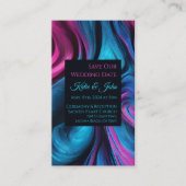 Hochzeit Rettete unser Date - Modern Blue and Pink Visitenkarte (Vorderseite)